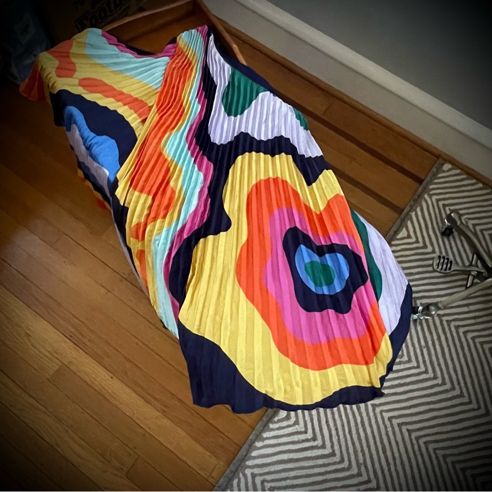 Hutch One-Shoulder Abstract Rainbow Pleated Romper - Picture 3 of 9